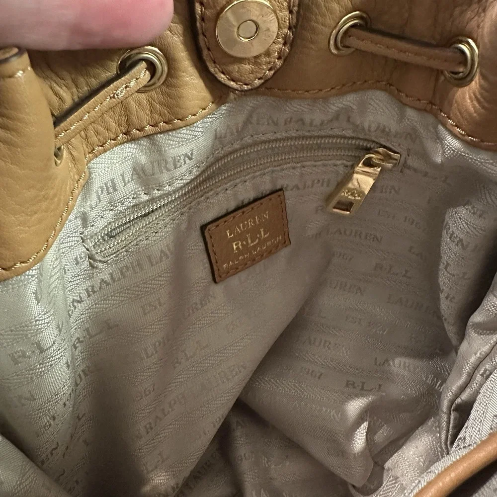 Lauren Ralph Lauren Medium Denim leather crosstitch bag Designer‎ soldout